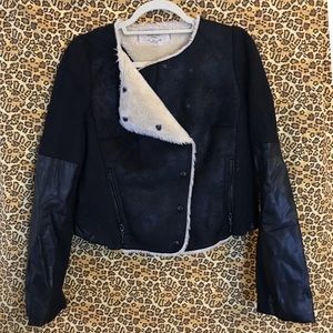 Cruelty-free shearling lined jacket